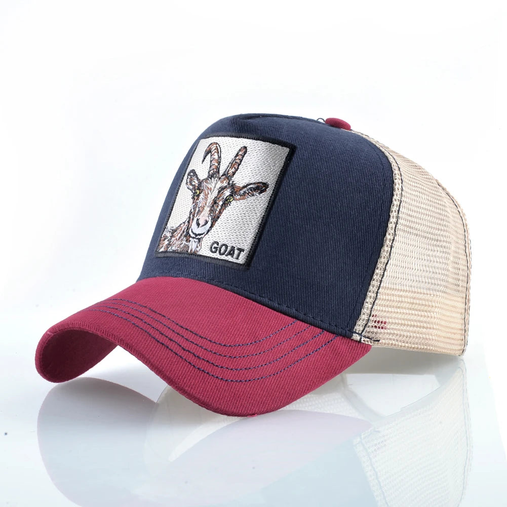 Gorra Trucker Caps With Embroidery Goat Patch Four Seasons Snapback Cap For Men Women