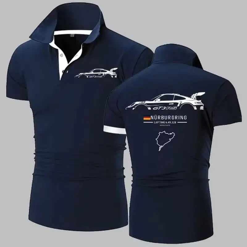 911 GT3 RS Heavyweight Polo Shirt | Nürburgring Track F1 Polos Shirts Men&