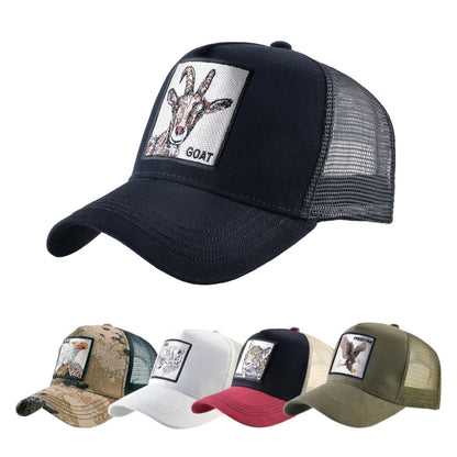 Gorra Trucker Caps With Embroidery Goat Patch Four Seasons Snapback Cap For Men Women