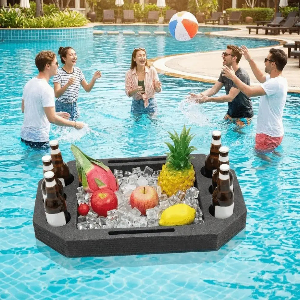 Multi-Function Floating Drink Rack Waterproof Stable Swimming Pool Floating Tray Multi-Hole Drink Floating Tray Beach
