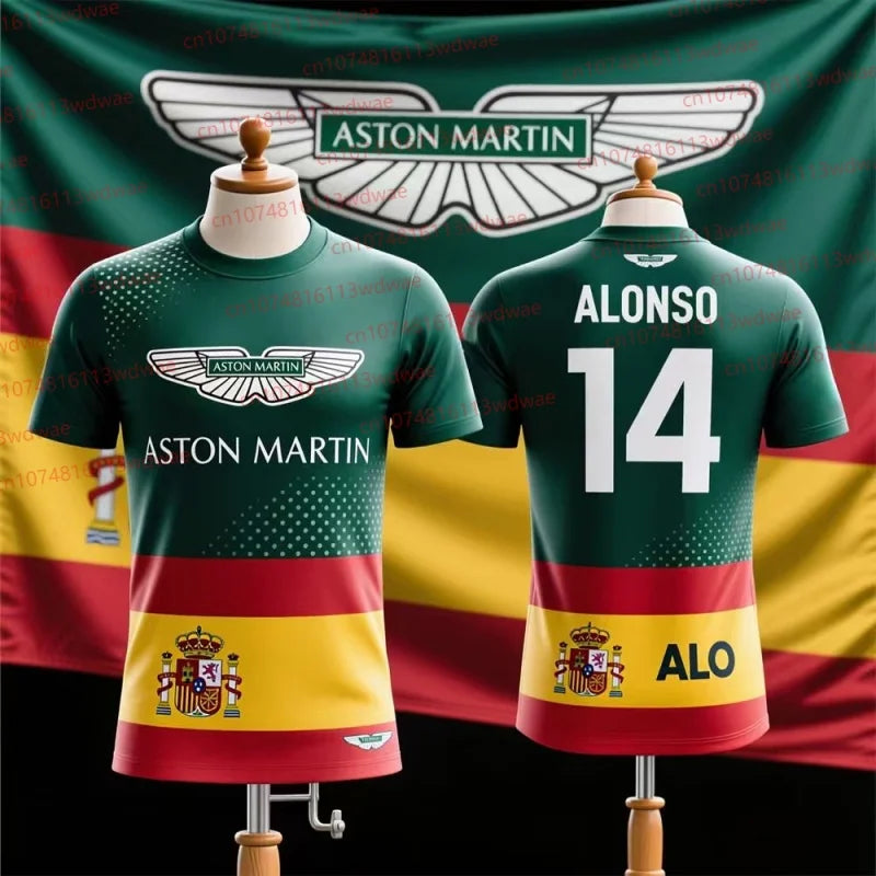 Aston Martin 2026 T-Shirt Fernando Alonso No. 14 T Shirt Spanish Racers Team Racing Suit Quick Drying Jersey Vintage