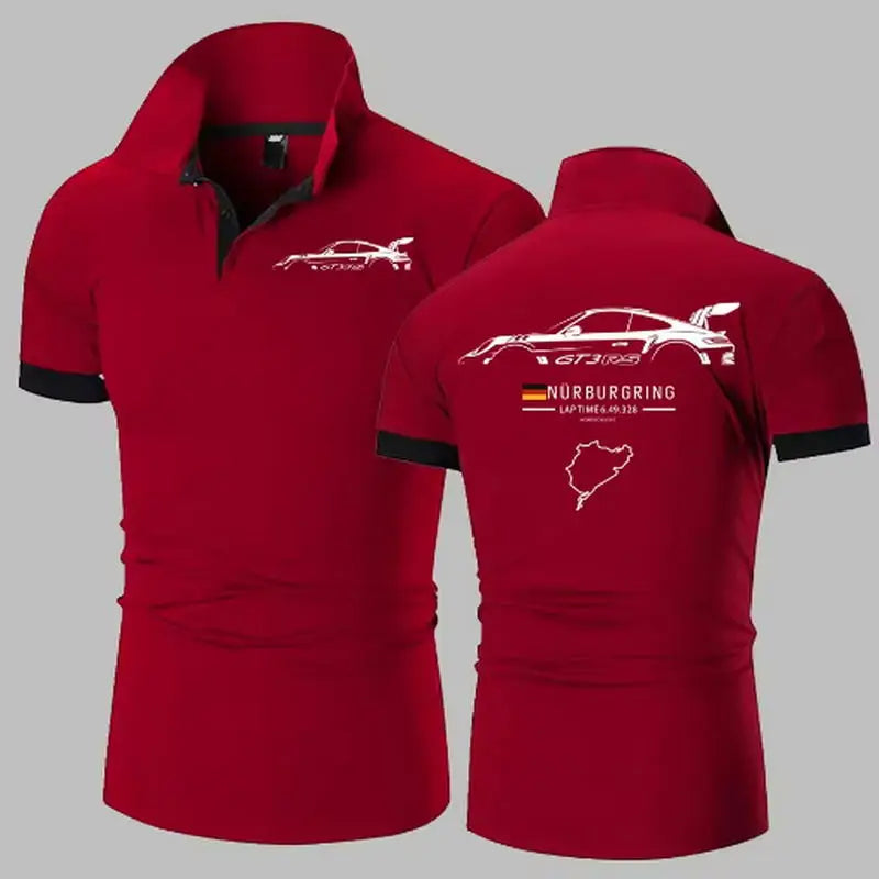 911 GT3 RS Heavyweight Polo Shirt | Nürburgring Track F1 Polos Shirts Men&