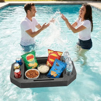 Multi-Function Floating Drink Rack Waterproof Stable Swimming Pool Floating Tray Multi-Hole Drink Floating Tray Beach